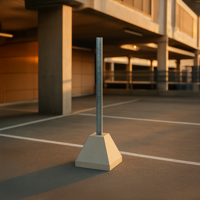 Base de béton pyramidale avec poteaux