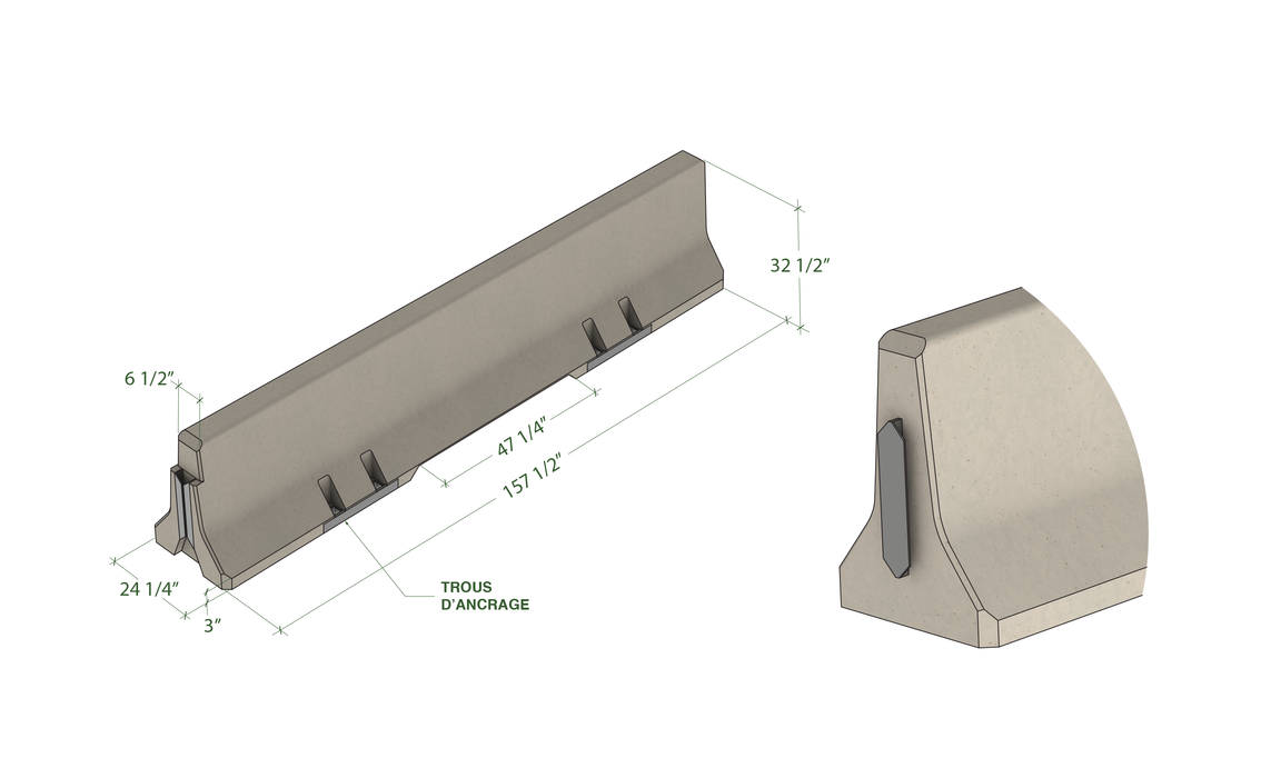 Glissière en béton ancrable