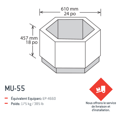 bac fleur hexagonal MU55-1