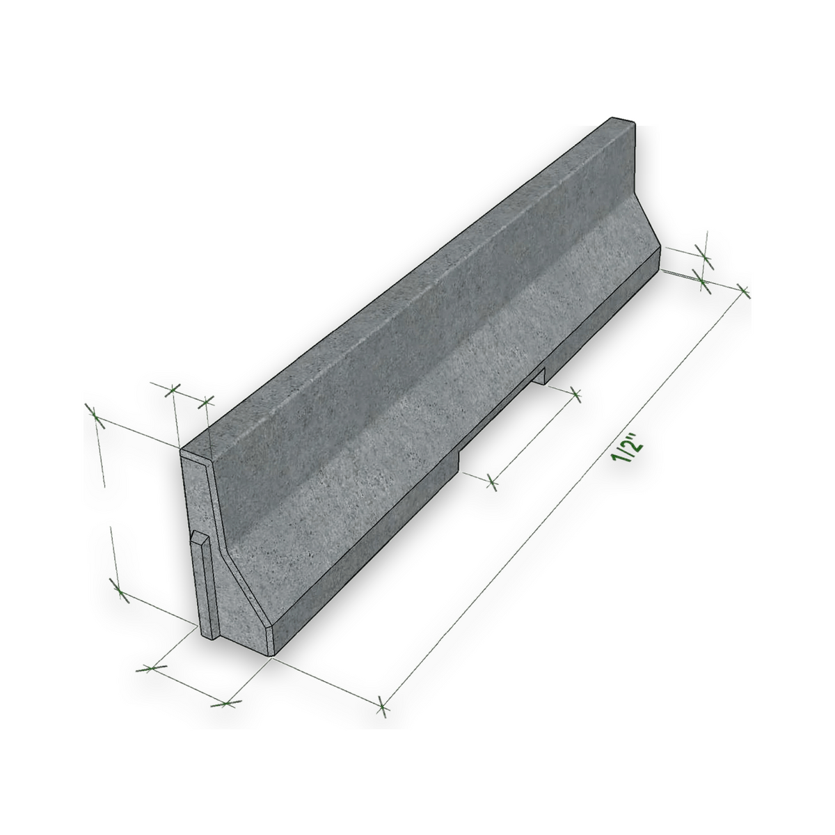 Glissière à angle droit 12’ (Raccords en béton)